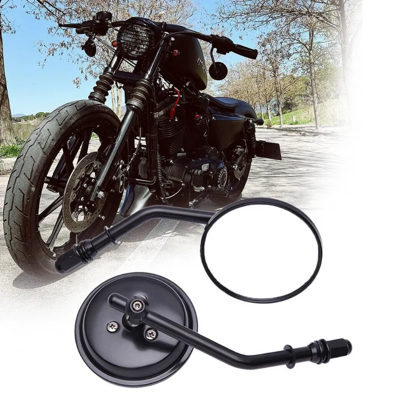 M8 Motorcycle Round Rearview Mirror Side Mirrors Retro Rear Mirrors for Harley Dyna Bobber Chopper Sportster Old School Touring