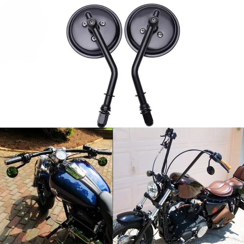 M8 Motorcycle Round Rearview Mirror Side Mirrors Retro Rear Mirrors for Harley Dyna Bobber Chopper Sportster Old School Touring