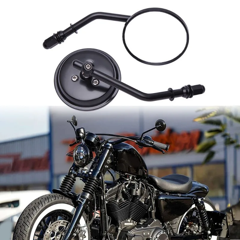 M8 Motorcycle Round Rearview Mirror Side Mirrors Retro Rear Mirrors for Harley Dyna Bobber Chopper Sportster Old School Touring