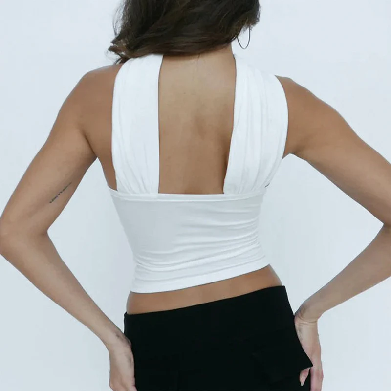 Chic White Sexy Strapless Crop Tops 2024 Elegant Summer Slim Tanks Tube Top Cropped Solid