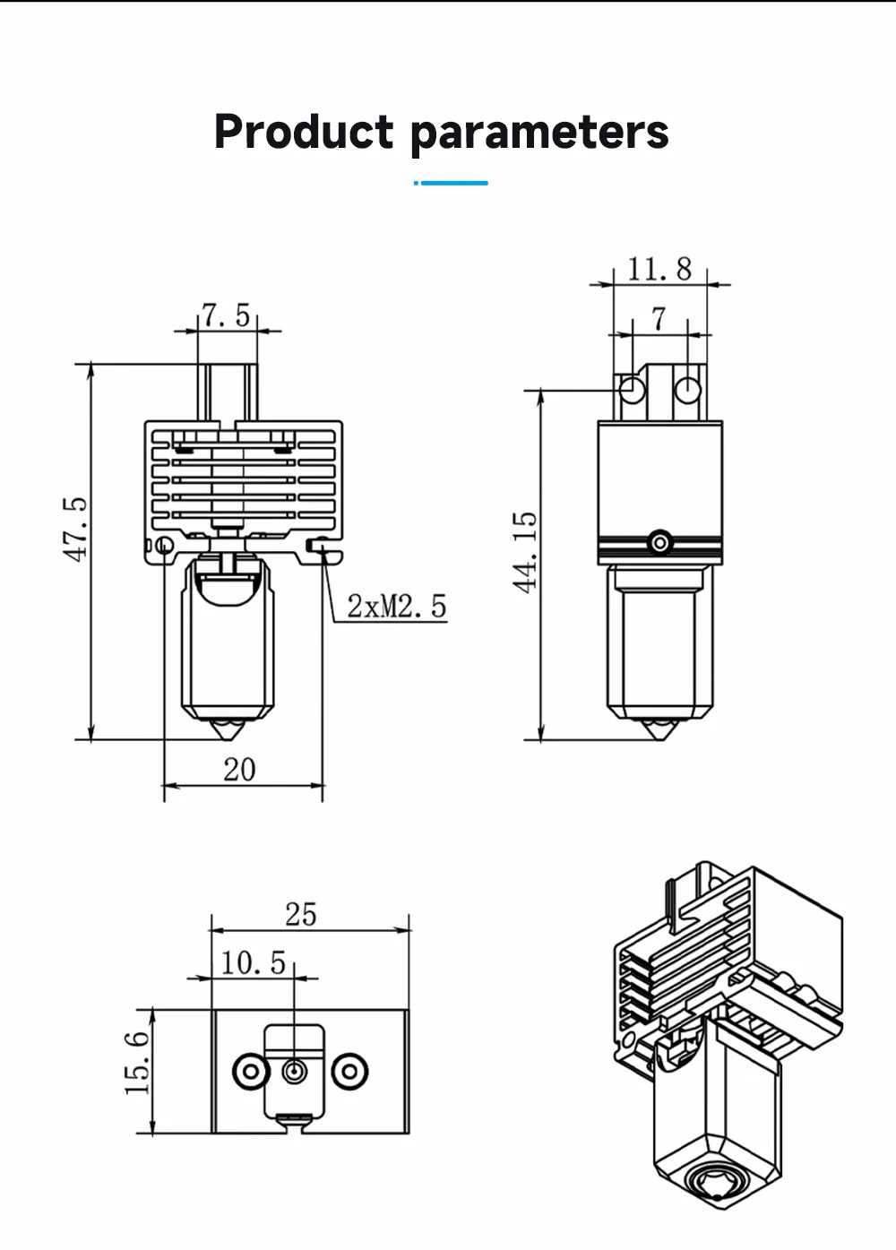 Hotend For Bambu Lab P1P X1C P1S X1 V2.0 Upgrade Hot End Print Head 3D Printing Parts for Bambulab