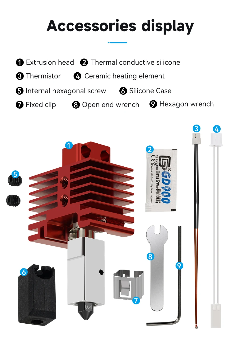 Hotend For Bambu Lab P1P X1C P1S X1 V2.0 Upgrade Hot End Print Head 3D Printing Parts for Bambulab