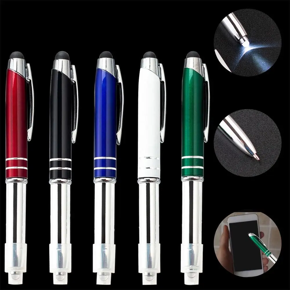 3-in-1 Multi-function Metal Capacitive Pen Portable Ballpoint Pen Outdoor Tool Pen With Light Touch Screen Pen