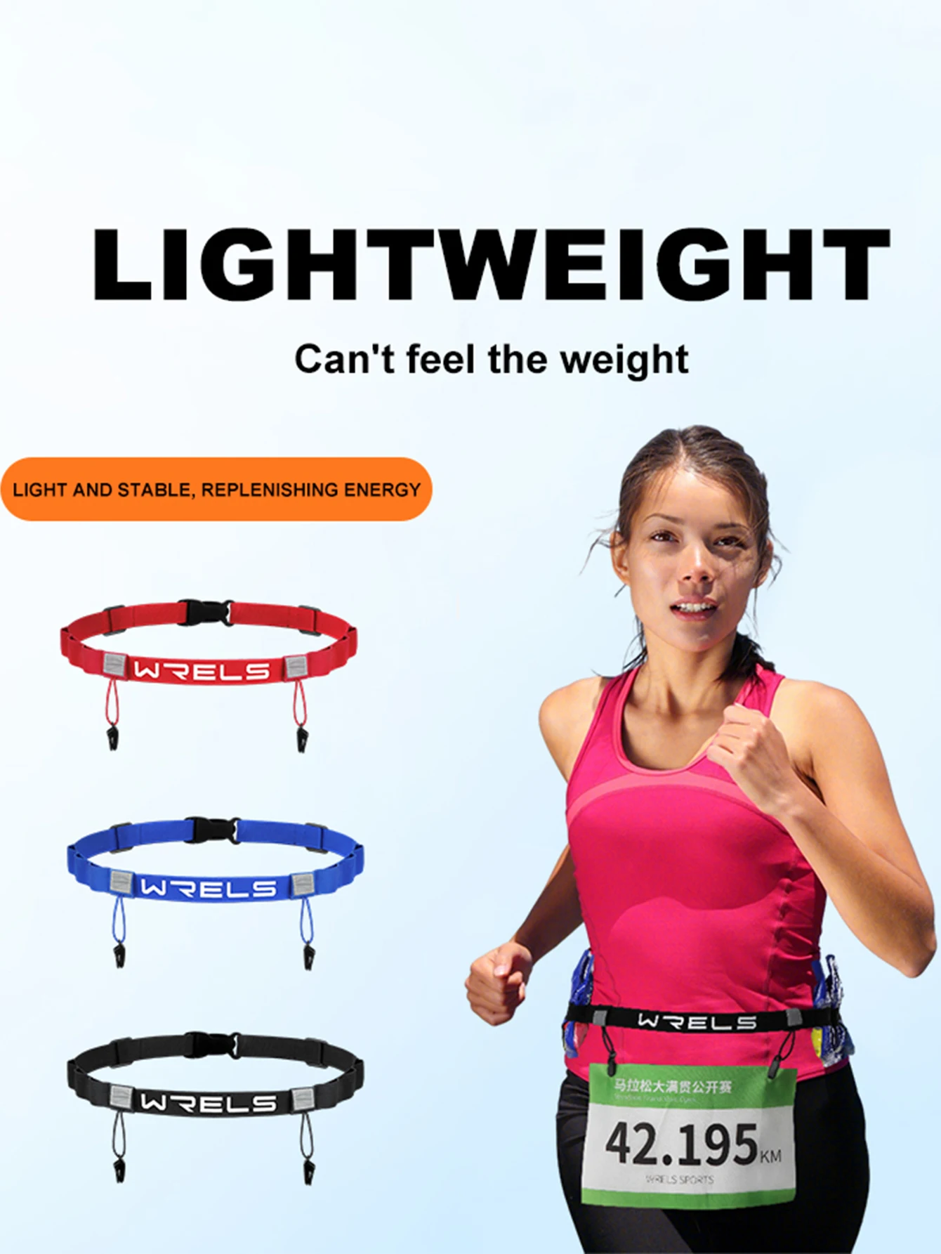 WRELS Unisex Triathlon Marathon Race Number Belt With Gel Holder Running Belt Cloth Belt Motor Running Outdoor Sports