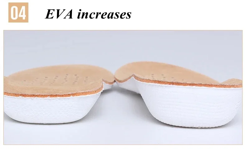 1Pair Height Increase Insole Men Woman Comfort Orthopedic Shoes Insoles Genuine Leather Non-Slip Shoe Pads Arch Support Inserts