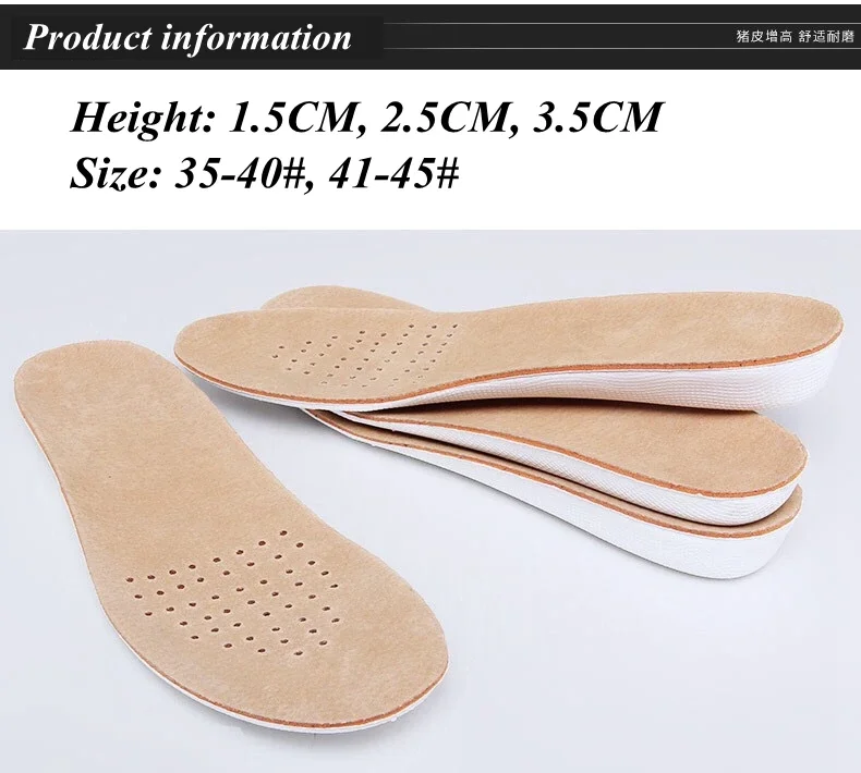 1Pair Height Increase Insole Men Woman Comfort Orthopedic Shoes Insoles Genuine Leather Non-Slip Shoe Pads Arch Support Inserts