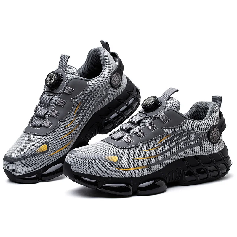 Rotating Button Safety Shoes Men Anti-smash Anti-puncture Work Shoes Fashion Men Safety Sport Shoes Security Protective BootsMen