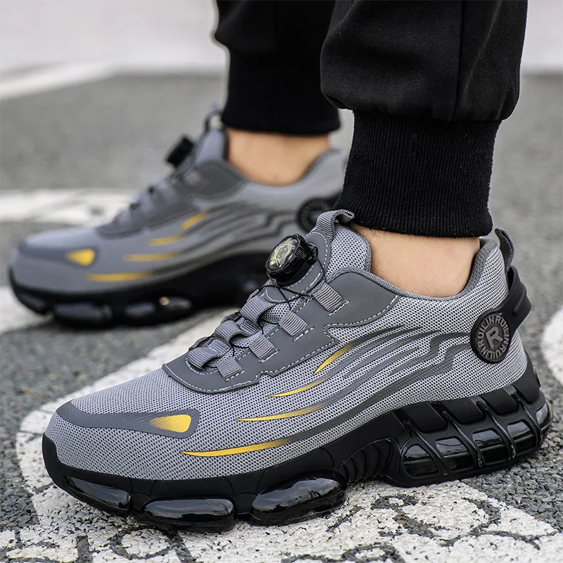 Rotating Button Safety Shoes Men Anti-smash Anti-puncture Work Shoes Fashion Men Safety Sport Shoes Security Protective BootsMen