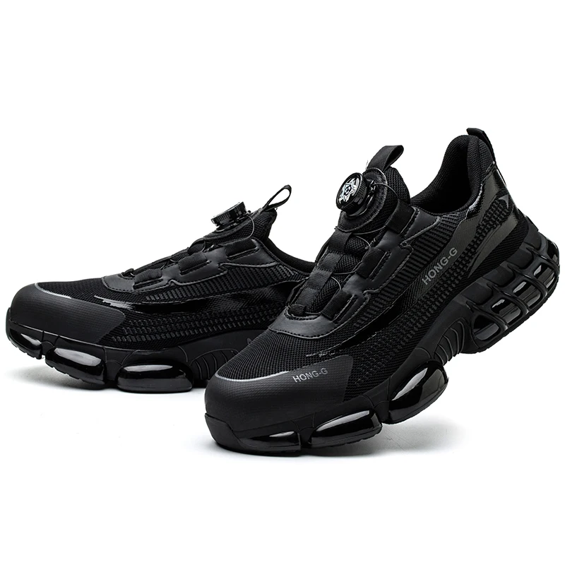 Rotating Button Safety Shoes Men Anti-smash Anti-puncture Work Shoes Fashion Men Safety Sport Shoes Security Protective BootsMen