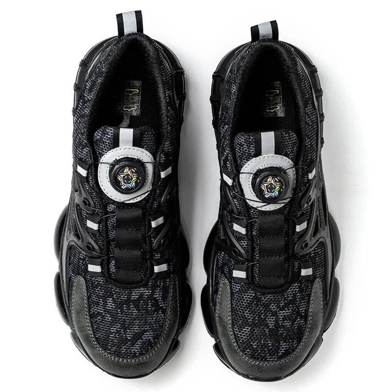 Rotating Button Safety Shoes Men Anti-smash Anti-puncture Work Shoes Fashion Men Safety Sport Shoes Security Protective BootsMen