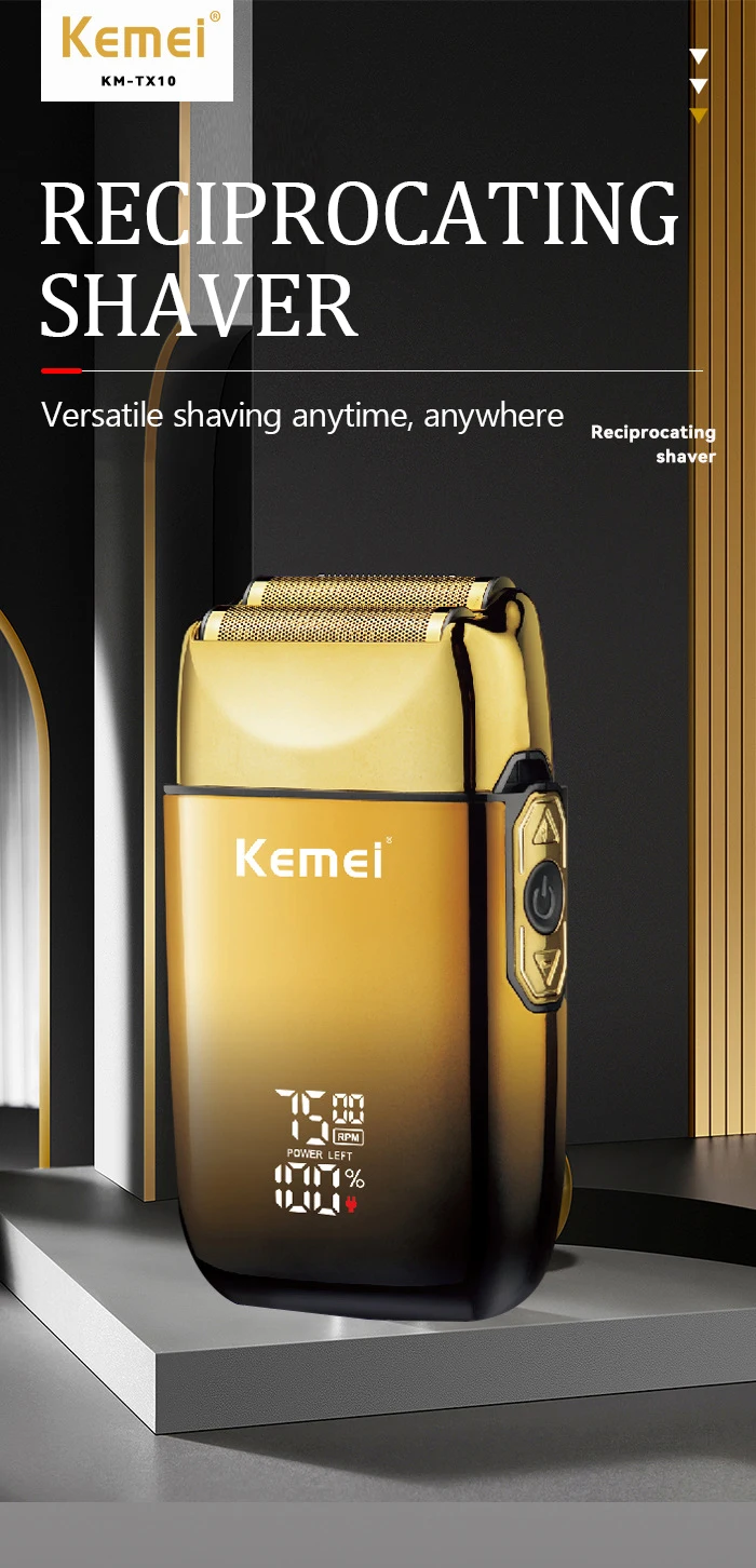 Kemei KM-TX10 Electric Shaver Hair Rechargeable Beard Foil Razor For Men Bald Head Shaving for Men Machine