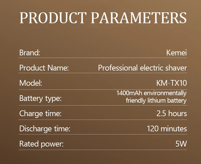 Kemei KM-TX10 Electric Shaver Hair Rechargeable Beard Foil Razor For Men Bald Head Shaving for Men Machine