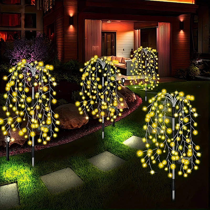 LED Wire String Fairy Light Solar Firework Lights Outdoor Waterproof Solar Lawn Lamp for Villas Gardens Paths Party Decor