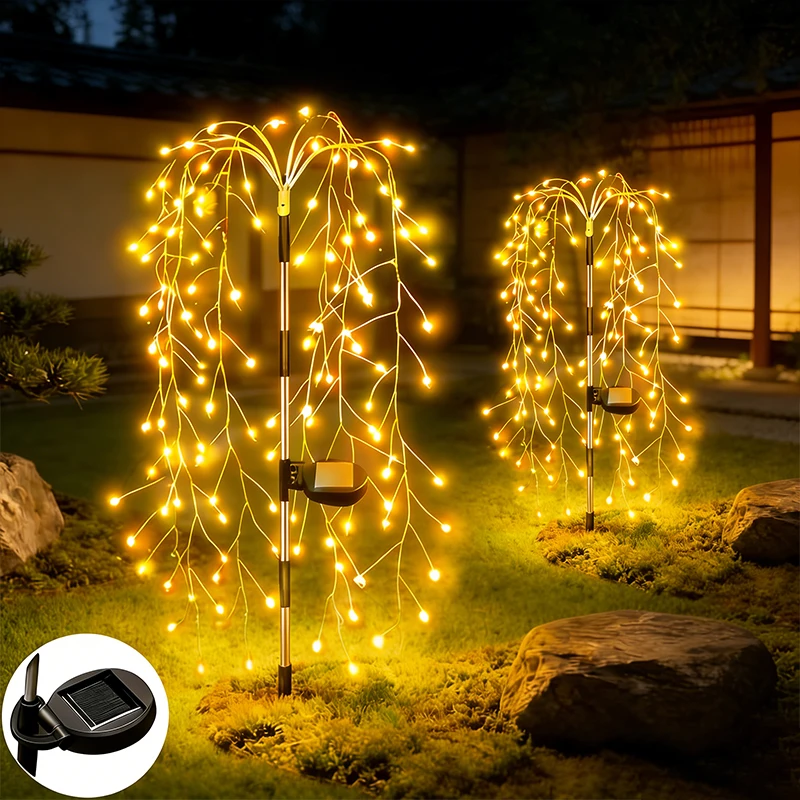 LED Wire String Fairy Light Solar Firework Lights Outdoor Waterproof Solar Lawn Lamp for Villas Gardens Paths Party Decor