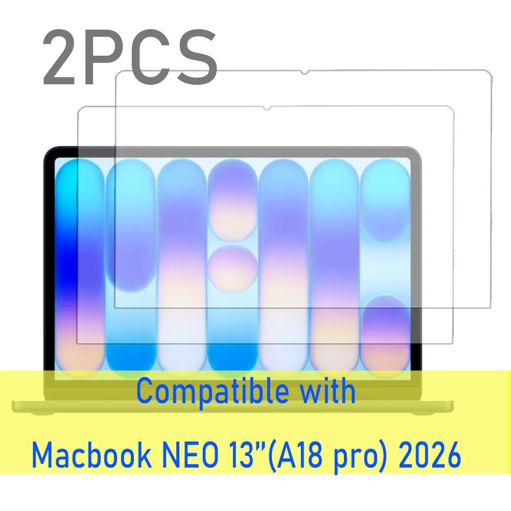 2-Pack Tempered Glass Screen Protector for Macbook NEO 13'' 2026 Version PRO 18 Notebook 13-Inch 9H Anti Scratch Protective Film