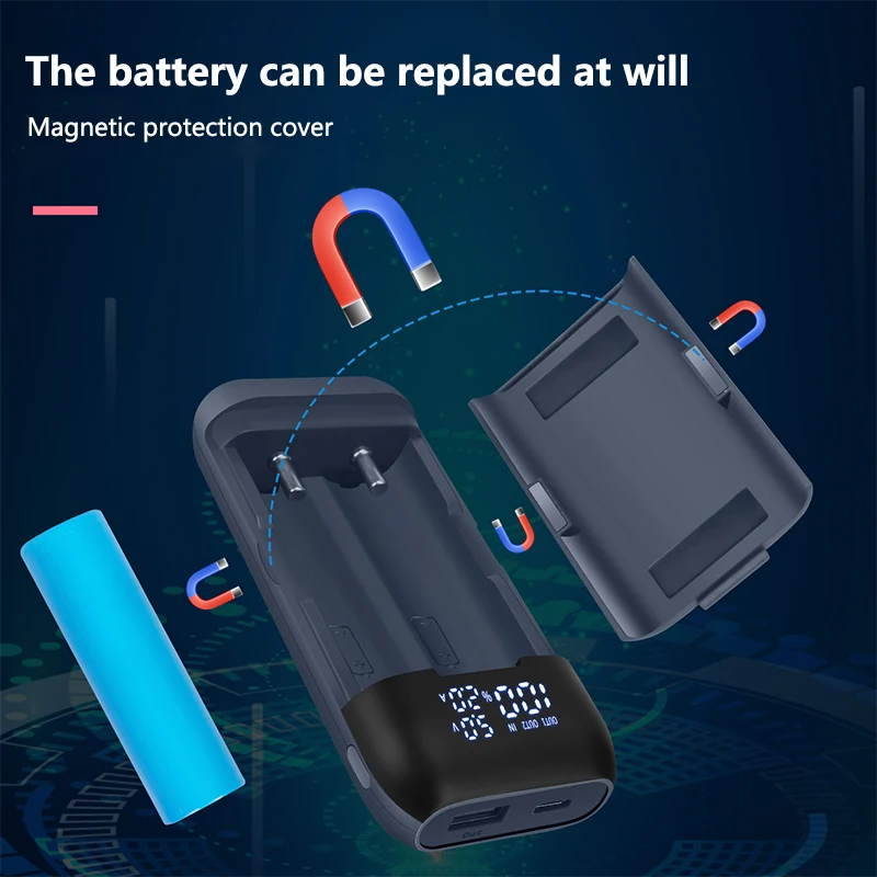 18650 Battery Charger Case DIY Power Bank Box QC3.0 PD 18W Fast Charging Case for 18650 217000 20700 Lithium Battery Charger Box