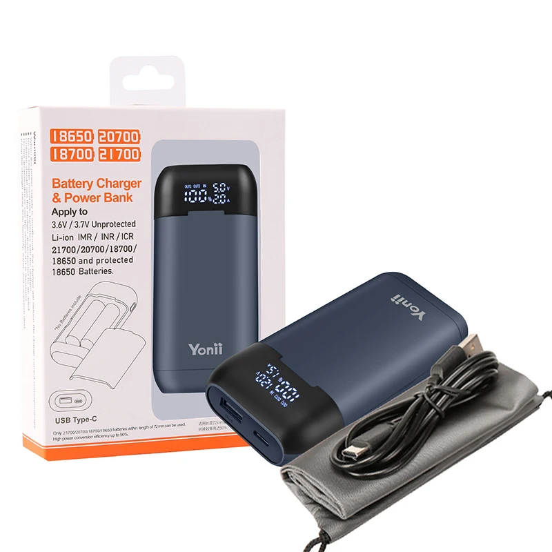 18650 Battery Charger Case DIY Power Bank Box QC3.0 PD 18W Fast Charging Case for 18650 217000 20700 Lithium Battery Charger Box