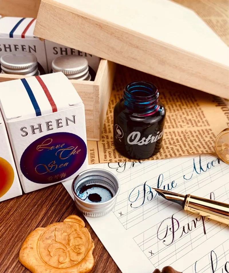 18ml Gradual Sheen Color Fountain Pen Ink Bottle Non-Carbon for Calligraphy Glass Dip Pen School Ofiice Stationary Supplies Gift