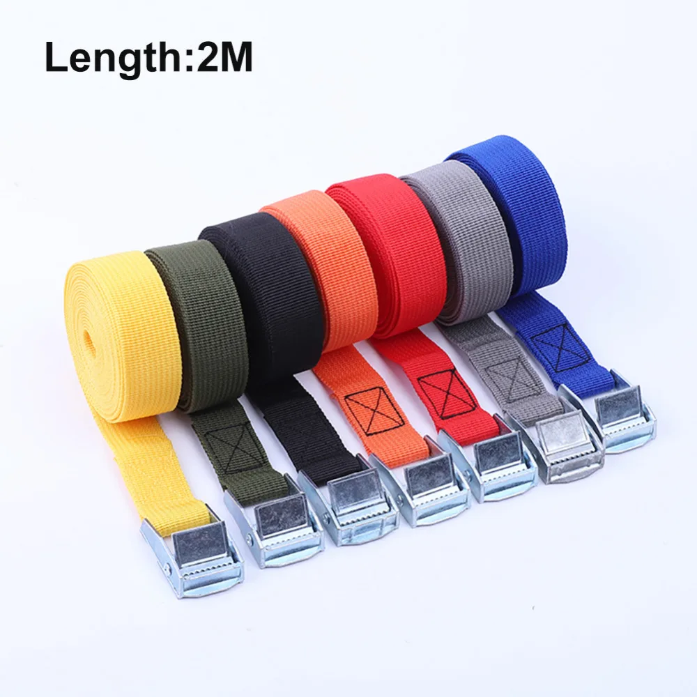2M Buckle Tie-Down Belt Cargo Straps for Car Motorcycle Bike with Metal Buckle Tow Rope Strong Ratchet Belt for Luggage Bag
