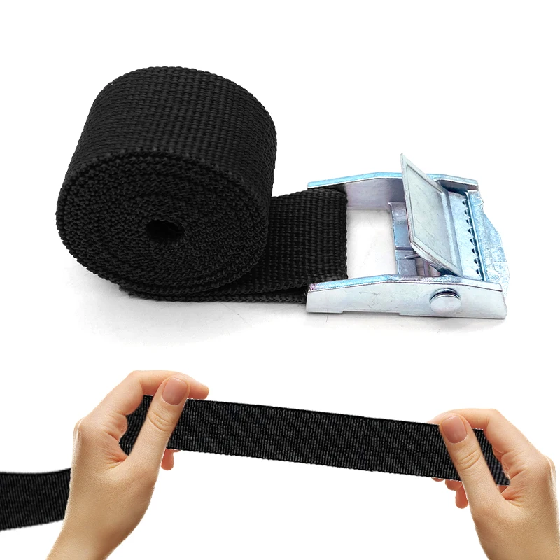 2M Buckle Tie-Down Belt Cargo Straps for Car Motorcycle Bike with Metal Buckle Tow Rope Strong Ratchet Belt for Luggage Bag