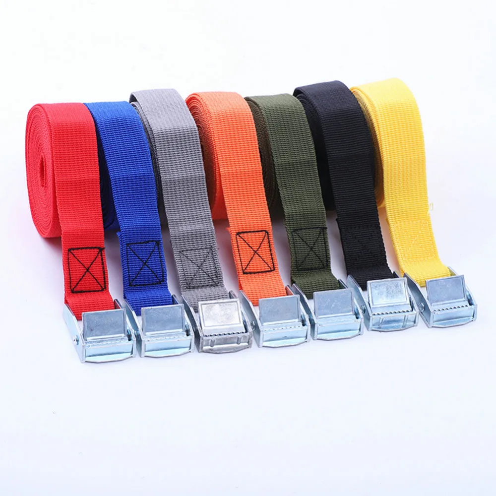 2M Buckle Tie-Down Belt Cargo Straps for Car Motorcycle Bike with Metal Buckle Tow Rope Strong Ratchet Belt for Luggage Bag