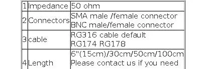SMA Male Female Nut to BNC Plug Jack Pigtail Cabel Adapter RG316 15cm/30cm/50cm/100cm