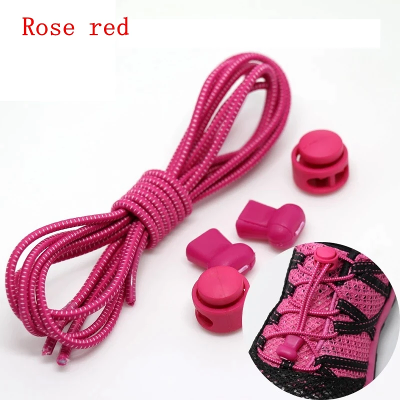 1 Pair 22 Colors Elastic Shoelaces Round Locking No Tie Shoe Laces Kids Adult Quick Lazy Laces Rubber Sneakers Shoelace T1