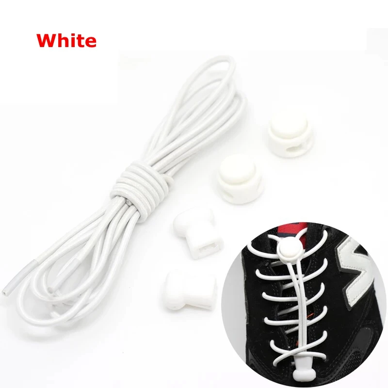 1 Pair 22 Colors Elastic Shoelaces Round Locking No Tie Shoe Laces Kids Adult Quick Lazy Laces Rubber Sneakers Shoelace T1