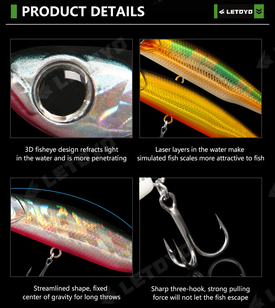LETOYO Sinking Pencil 17g 12g-3.5g Artificial bait hard baits trout bass lures Wobblers for Pike fishing lure spinning stickbait