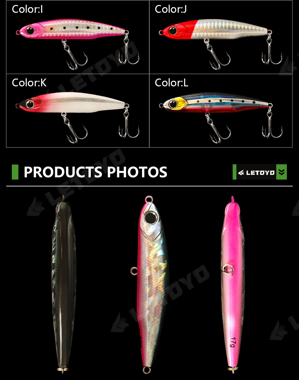 LETOYO Sinking Pencil 17g 12g-3.5g Artificial bait hard baits trout bass lures Wobblers for Pike fishing lure spinning stickbait