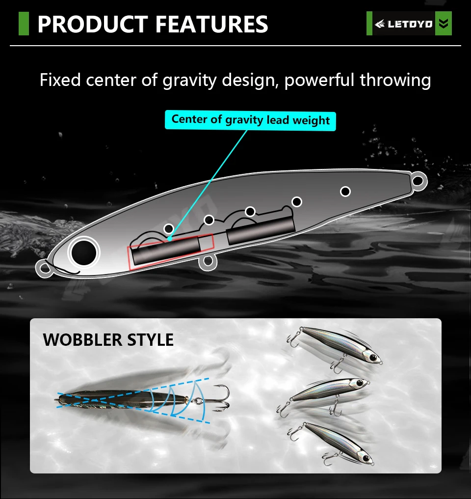 LETOYO Sinking Pencil 17g 12g-3.5g Artificial bait hard baits trout bass lures Wobblers for Pike fishing lure spinning stickbait