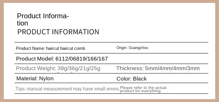 Professional Hair Cutting Comb Women Mens Hair Cut Comb High Quality Thicken Barber Salon Hair Style Comb Hairdressing Hairbrush
