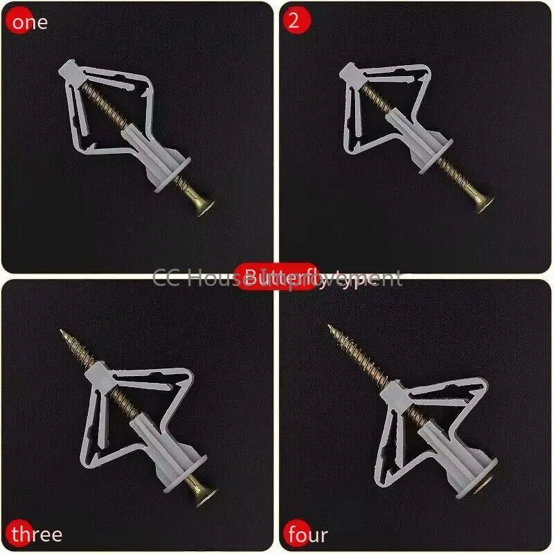 10 Sets/Pack Plastic Airplane Expansion Pipe Curtain Gypsum Board Hollow Wall Expansion Screw 3.5*50+Anchor 8*50 Plugs Up Aging