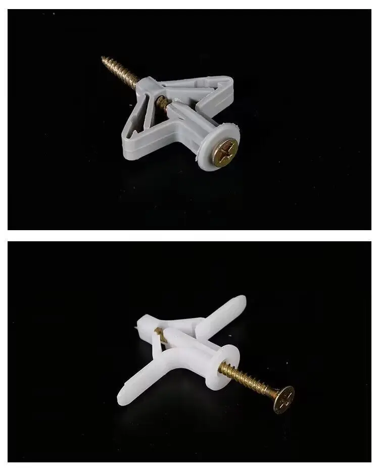 10 Sets/Pack Plastic Airplane Expansion Pipe Curtain Gypsum Board Hollow Wall Expansion Screw 3.5*50+Anchor 8*50 Plugs Up Aging