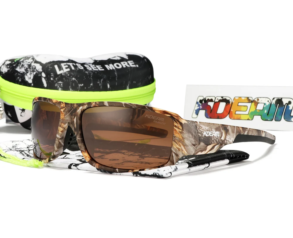 KDEAM Performance Polarized Sunglasses For Men Printing Pattern Designing Frame Glasses Transmittance Cat.3 Men's Sports Goggles