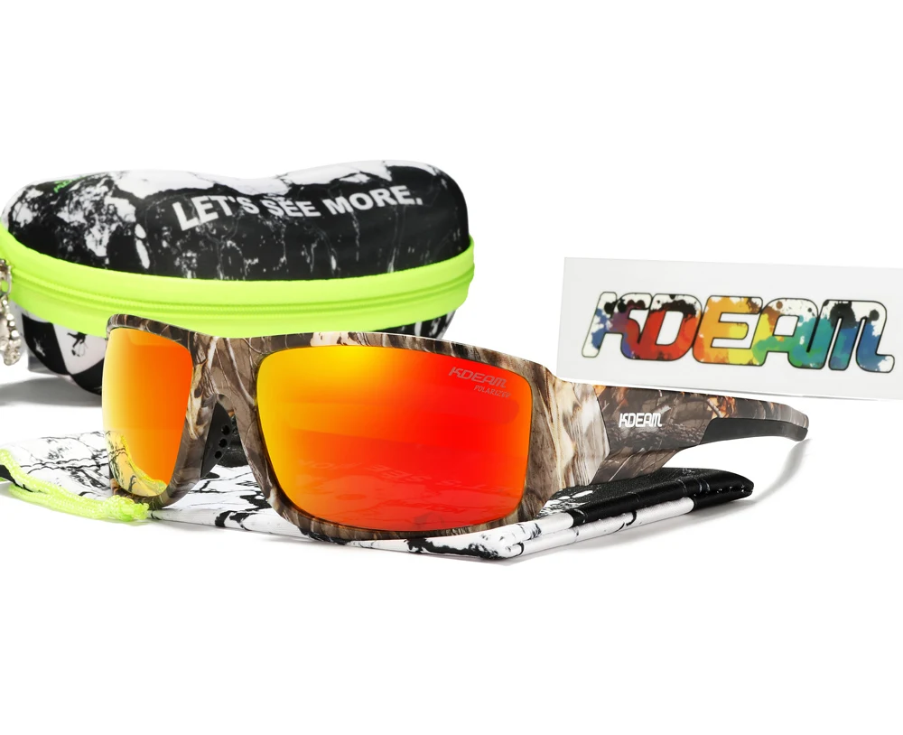 KDEAM Performance Polarized Sunglasses For Men Printing Pattern Designing Frame Glasses Transmittance Cat.3 Men's Sports Goggles