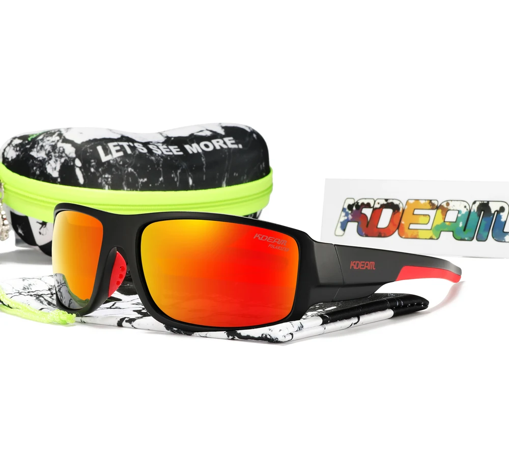 KDEAM Performance Polarized Sunglasses For Men Printing Pattern Designing Frame Glasses Transmittance Cat.3 Men's Sports Goggles