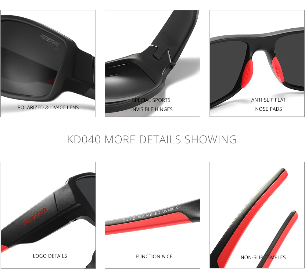 KDEAM Performance Polarized Sunglasses For Men Printing Pattern Designing Frame Glasses Transmittance Cat.3 Men's Sports Goggles