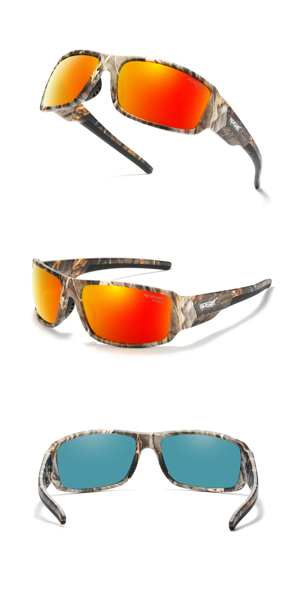 KDEAM Performance Polarized Sunglasses For Men Printing Pattern Designing Frame Glasses Transmittance Cat.3 Men's Sports Goggles