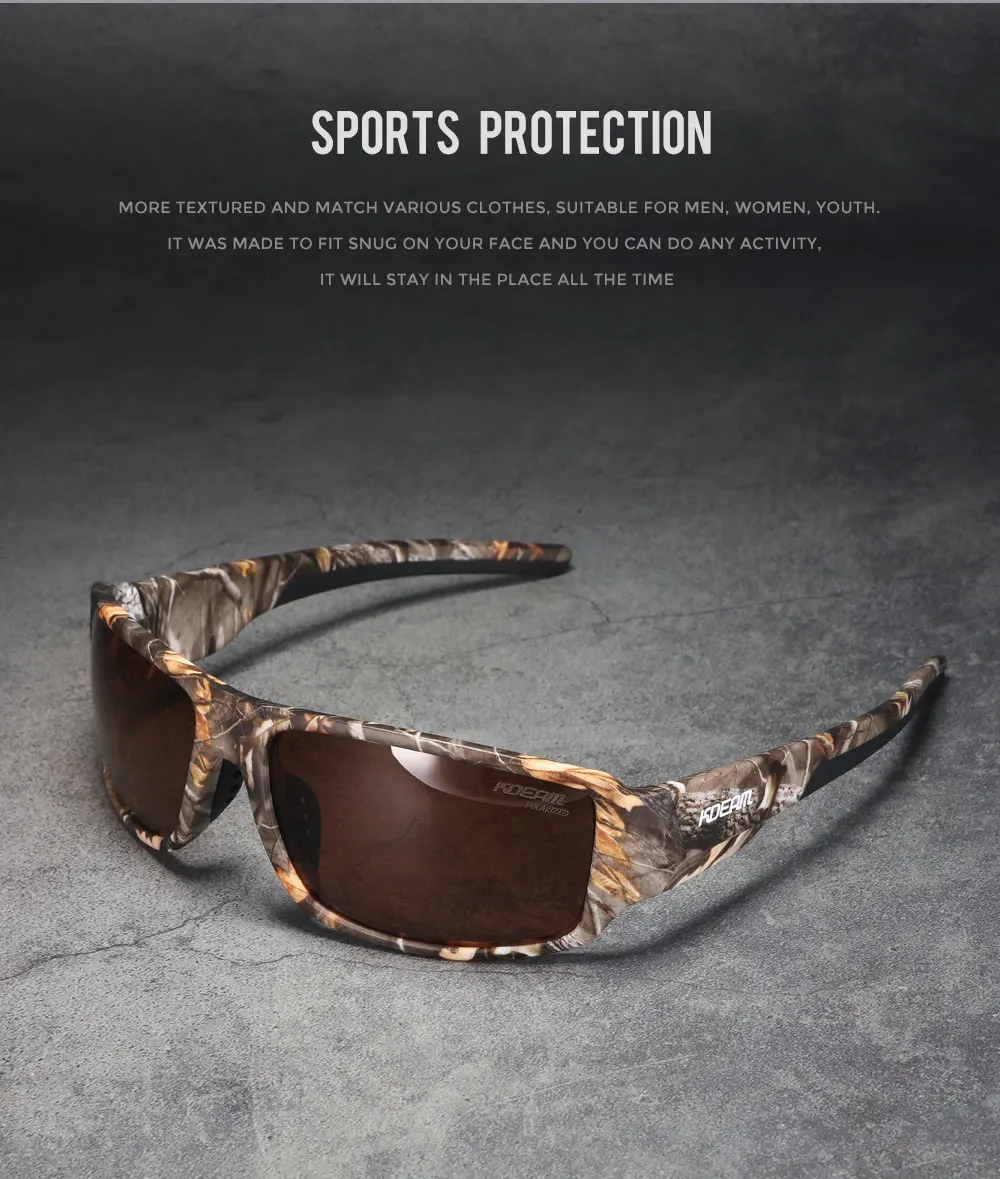 KDEAM Performance Polarized Sunglasses For Men Printing Pattern Designing Frame Glasses Transmittance Cat.3 Men's Sports Goggles