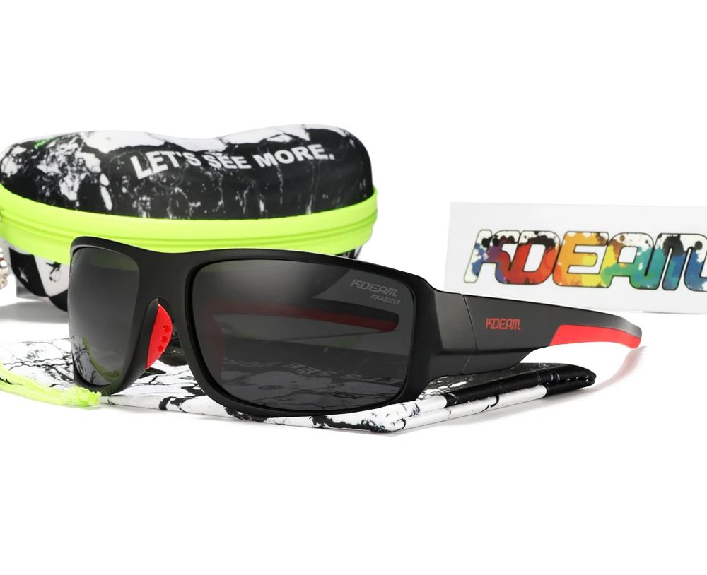 KDEAM Performance Polarized Sunglasses For Men Printing Pattern Designing Frame Glasses Transmittance Cat.3 Men's Sports Goggles