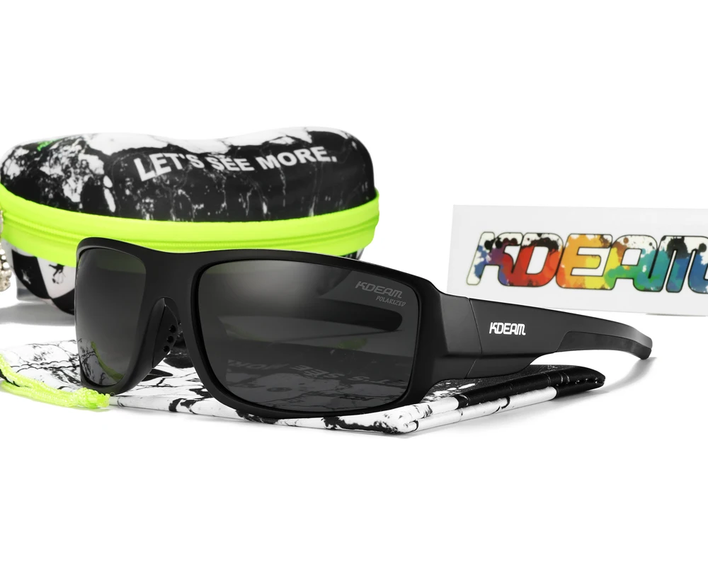 KDEAM Performance Polarized Sunglasses For Men Printing Pattern Designing Frame Glasses Transmittance Cat.3 Men's Sports Goggles