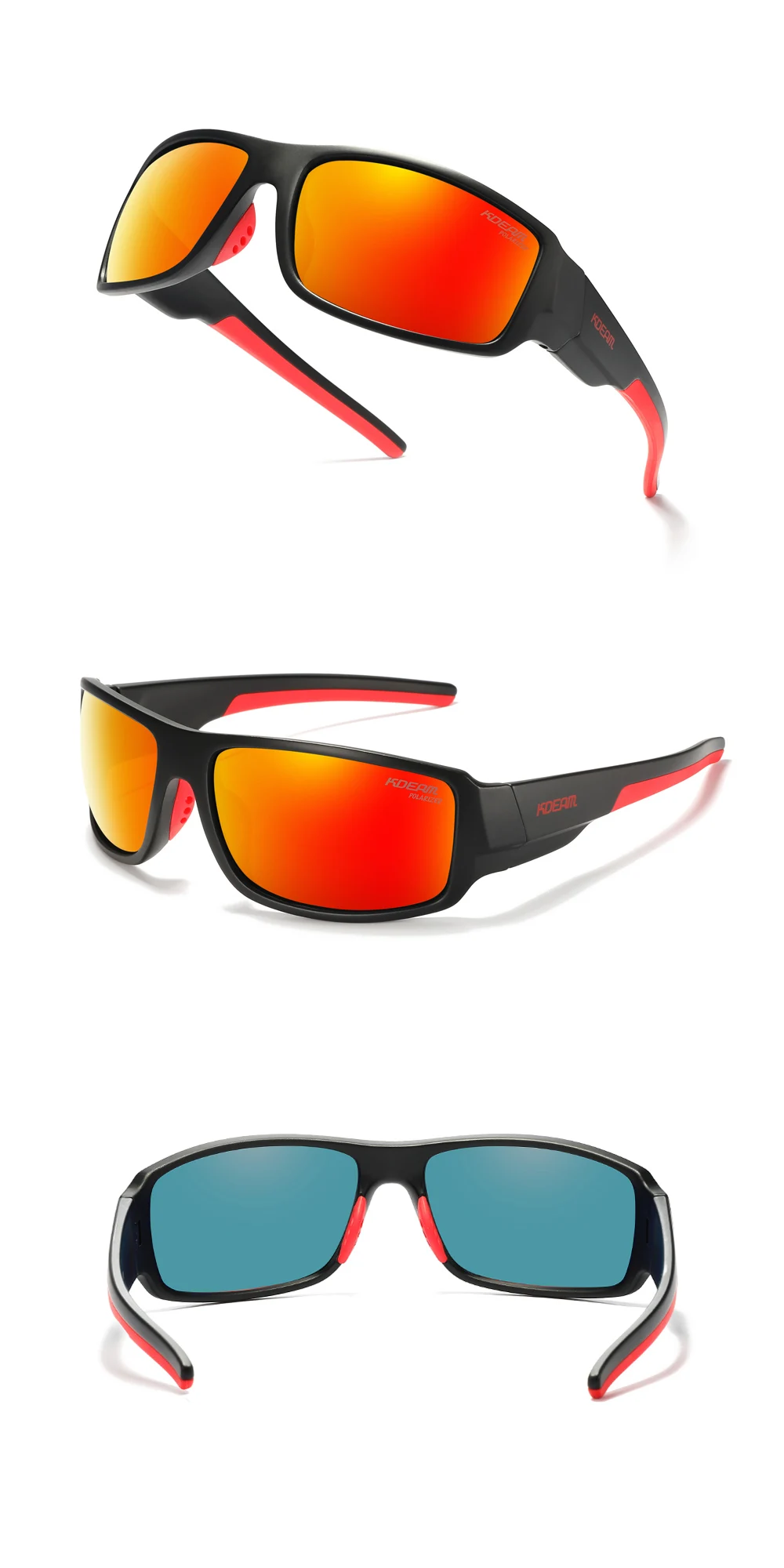 KDEAM Performance Polarized Sunglasses For Men Printing Pattern Designing Frame Glasses Transmittance Cat.3 Men's Sports Goggles