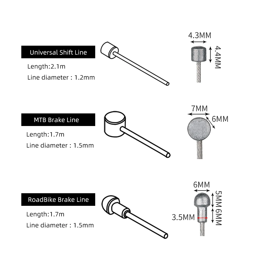1/5Pcs Stainless Steel Brake Inner Cable Line MTB Mountain Road Bicycle Bike Derailleur Shift Wire 2100mm/1700mm/1550mm/1100mm
