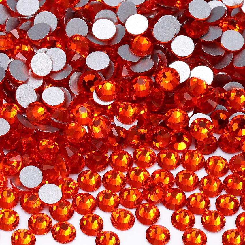 All Size SS3-SS60 Dark Siam Glass Flatback Rhinestone Glitter Deep Red Round Silver Bottom Glue On Crystal Diamond for Nail Art