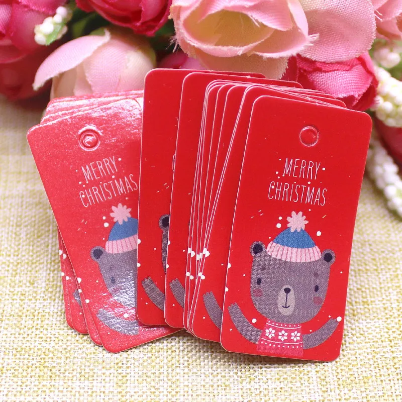 100pcs Kraft Paper Tags with Strings Handmade with Love Hang Tags Garment Tags for Candy/Gift/Cookies Display Packing Label Card