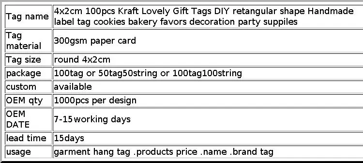100pcs Kraft Paper Tags with Strings Handmade with Love Hang Tags Garment Tags for Candy/Gift/Cookies Display Packing Label Card