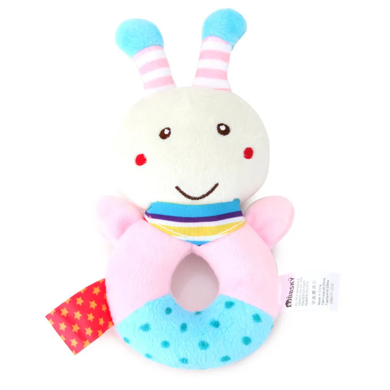 Baby Plush Rattle Cartoon Animals Crib Mobile Bed Bell Toys 0-12 Months Infant Toddler Early Educational Toy for Newborn Gifts