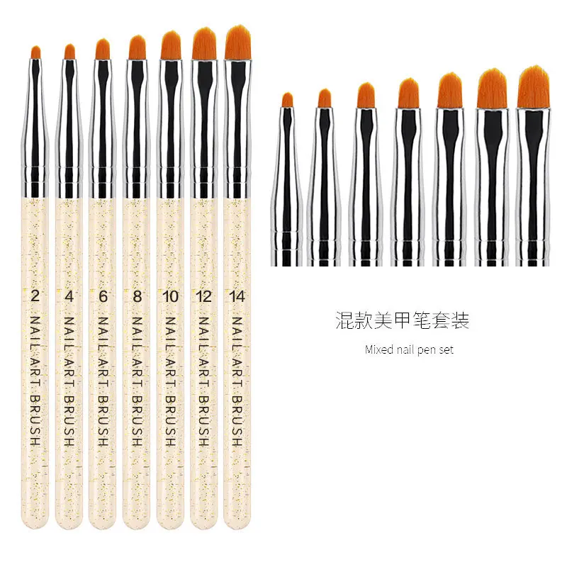 Misscheering 7pcs/set Transparent Nail Phototherapy Pen Acrylic Nail Brush for Nails Design Gel Brush for Nails