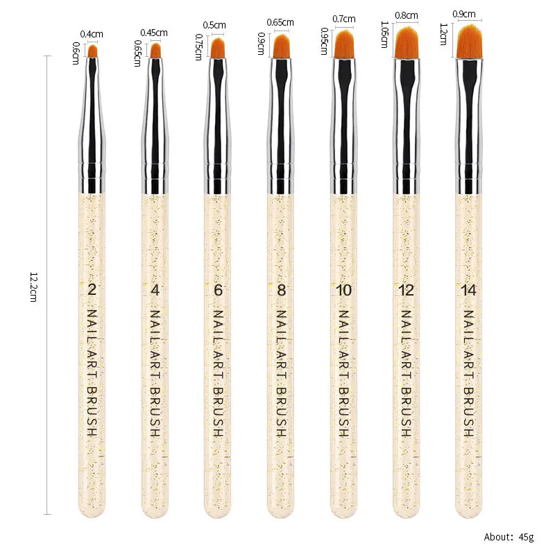 Misscheering 7pcs/set Transparent Nail Phototherapy Pen Acrylic Nail Brush for Nails Design Gel Brush for Nails